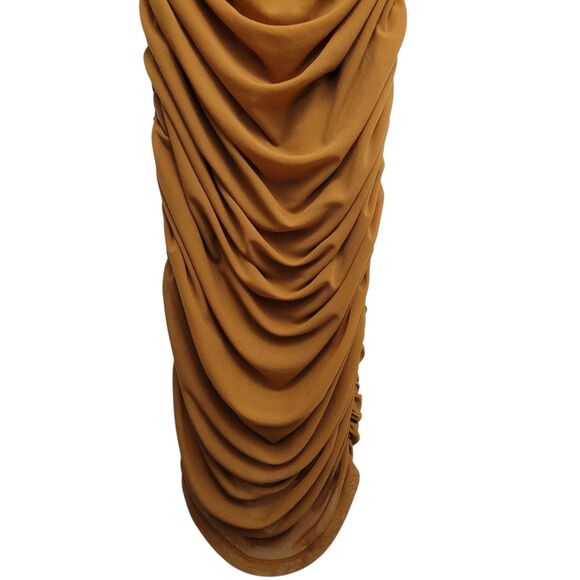 Forever 21 Brownish Gold Cinched Ruching Dress With Pulls Size Medium - Picture 2 of 7